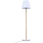 Lampe de table solaire et rechargeable - LUMISKY - STANDY MINI WOOD SOLAR - H25 cm - LED blanc chaud et blanc dimmable