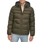 Tommy Hilfiger Men's Classic Hooded Puffer Jacket (Regular and Big & Tall Sizes) Down Coat, Olive, XXXXL
