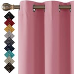 Thermal Insulated Blackout Ring Top Eyelet Curtains for Bedroom windows 2 Panels (66 x 54 Inch, Pink)