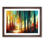 Awesome Abstract Forest Vol.2 H1022 Framed Print for Living Room Bedroom Home Office Décor, Wall Art Picture Ready to Hang, Walnut A4 Frame (34 x 25 cm)