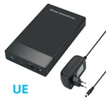 Ulkoinen kiintolevykotelo, 3,5 tuuman kiintolevykotelo, USB3.0 - SATAlll, tuki 16 Tt, 2,5" ja 3,5" Box EU Plug