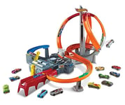 Hot Wheels Action Coffret Piste Ouragan avec propulseur et loopings pour Courses et Cascades, Une Petite Voiture Incluse, Jouet pour Enfant, CDL45