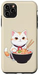 Coque pour iPhone 11 Pro Max Chat blanc mignon avec bol à nouilles et baguettes