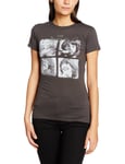 The Beatles Women's Let It Be Hearts Rhinestone T-Shirt, Grey, Large