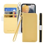 Butnyeoe Coque pour iPhone 13 Rabat,Housse iPhone 13 Clapet,Portefeuille Etui avec Fonction Support et Porte-Carte,Litchi Texturé Cuir/Antichoc Flip Cover Case.Jaune