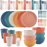 Dyserbuy 60pcs Plates and Bowls Set, Plastic Dinner Sets for 6 People,... 