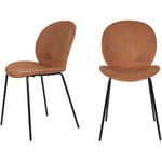 Lot de 2 chaises en velours côtelé et métal - Terracotta - BONNET