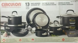 Circulon Premier Professional Hard Anodized 13 Piece Non Stick Pan Set Black NEW