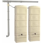 Sweeek - Lot de 2 récupérateurs d'eau. mural Chastang 300L Beige avec kit raccord chéneau inclus