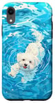 Coque pour iPhone XR Coton de Tuléar dans l'eau de la piscine pour nager chien mignon maman papa