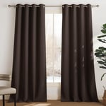 PONY DANCE Rideau Salon Occultants de Fenêtre à Oeillets Isolant Thermique Tissu Marron Polyester Reduire Le Rayon UV et La Froid pour Chambre, L 140 X H 240 cm, 2 Pcs