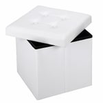 Casaria® Tabouret cube avec espace de rangement Pouf 40 x 40 x 40 cm Coffre de rangement Repose-pied siège m - Blanc