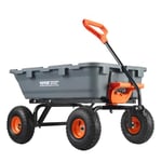 VEVOR Chariot à Benne basculante, capacité de Charge 363 kg​, Chariot de Jardin en polyéthylène Robuste avec Cadre en Acier, poignée Convertible 2 en 1, Roues 255 mm, brouette Utilitaire pour pelouse