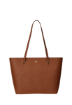 Lauren Ralph Lauren Crosshatch Leather Medium Karly Tote Brun