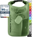 Sac Étanche 10L Dry Bag - (Vert Foncé) Sac Imperméable avec Fermeture Roll Top Et Bandoulière | Natation, Plage, Canoë, Stand Up Paddle, Plongée