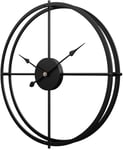 MLL 60cm Large Wall Clock Silent, Simple Style Home Decoration Non-Ticking Quartz Vintage Wall Clocks for Living Room, Bedroom and Kitchen (Black)