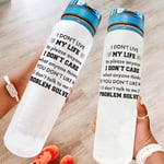 32oz Water Bottle If You Don’t Like Me BPA-Free Eco-Friendly Tritan Co-Polyester Plastic Drinking Water Bottle with Leak Proof Flip Top Lid for Fitness and Outdoor Enthusiasts white 1000ml