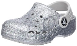 Crocs Mixte enfant Baya Glitter Clog Sabot, Argenté, 19-20