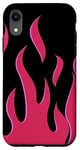 Coque pour iPhone XR Coque motif flammes roses rouges fond noir