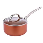 Innovacook Copper Ceramic Saucepan 16cm, Long Lasting Pan, Innovative Cookware, Double Layer Coating Pan, Suitable for All Cooking hobs, Copper Style - Orange