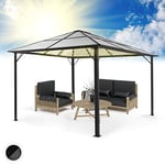 blumfeldt Pergola Aluminium Polycarbonate 3x4m, Pergola Terrasse, Toit Rigide en Polycarbonate, Pergola en Verre Translucide et Eclairage LED Réglables, Structure Alu, Pergola 3x4, Tonnelle de Jardin