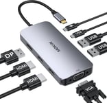 Station D'Accueil Pour Ordinateur Portable, Double Écran, Hub Usb C, 3 Moniteurs, Avec 2 Hdmi, Displayport, Vga, Pd Charging, Ports Usb A&C 2.0, Adaptateur Multi-Écrans Pour Dell/H[VID063950]