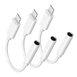 [Apple MFi Certified] Apple Lightning to 3.5 mm Headphone Jack Adapter for iPhone, 3 Pack iPhone Headphone Adapter 3.5mm Aux Audio Converter Adapter Dongle Compatible with iPhone 14 13 12 11 XS XR X 8