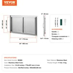 Porte d'Accès pour Barbecue-VEVOR-Simple Porte de Cuisine Extérieure 863x482x46 mm-pour Îlot de Barbecue, Placard Extérieure