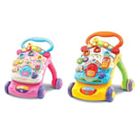 VTech - Super Trotteur Parlant Rose, Trotteur Bébé Pliable, Tableau d'Éveil Détachable & Super Trotteur Parlant Bébé Pliable Orange, Tableau d'Éveil Détachable, Jouet d'Activité