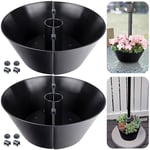 EBaokuup Lot de 2 Pots de Fleurs en PVC pour Table de terrasse, Pot de Fleurs Demi-Circulaire en PVC pour poteaux de Parasol jusqu'à 5,1 cm de diamètre, Pot de Fleurs Parapluie pour Jardin et Plantes