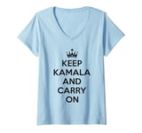 Womens Keep Kamala and Carry On Tees, Keep Kamala and Carry On-Ala V-Neck T-Shirt