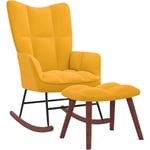 Chaise à bascule Fauteuil berçant - Chaise de salon avec repose-pied Jaune moutarde Velours BonneVie-45716