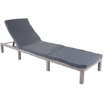 Chaise longue HHG 605, en polyrotin, transat de jardin Basic gris, matelas gris foncé - grey