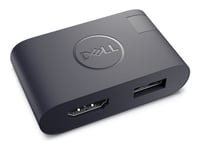 Dell - Video Adapter - 24 Pin Usb-C Hann Til Hdmi, Usb-Type A Hunn - Magnetitt - Støtte For 4K 60 Hz (3840 X 2160), Hdr-Støtte