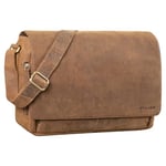 'Tom' Sac Messenger Vintage en Cuir | Sac à Bandoulière Hommes Femmes | Sacoche Laptop 15 Pouces pour Bureau, Université, Travail | Sac en Cuir Véritable, Couleur:Tan - Marron - Scuro