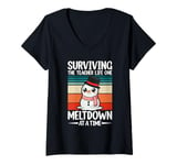 Womens Surviving The Teacher Life One Meltdown At A Time V-Neck T-Shirt