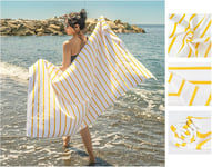 Serviette De Plage En Coton Doux, Fabriqu¿¿e En Italie, Serviette De Plage De Haute Qualit¿¿ Et Style, Id¿¿ale Pour L'¿¿t¿¿ Sans Sable, Bache De Mer, 100% Coton Jaune (2, 75 X_160 Cm)\U2026