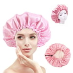 Sovmössa - Satin Hårvårdsmössa Bonnet - Justerbar Sleep Cap Rosa rosa