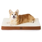 Bedsure Large Dog Bed Washable - Orthopedic Dog Pillow and Mattress Mat for Dog Crate with Removable Plush Sherpa Cover, Clay Brown, 89x56x7.6cm