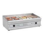 Plancha Grill Électrique Double - ROYAL CATERING - RCG 100G - Grande surface de cuisson - 2 x 3 200W - Inox