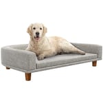 PawHut Canapé Chien lit pour Chien Design scandinave Coussin déhoussable dim. 98L x 67l x 25H cm Pieds Bois Tissu Polyester Gris