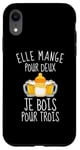 Coque pour iPhone XR Elle mange pour deux je bois pour trois