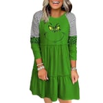 Christmas The Grinch Randed Women T-shirt Dress Xmas Green Monster Lo 3XL