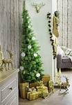 Dmora "Moitié" Sapin de Noël, moitié sapin pour le mur, Hauteur 150 cm, version pour les petits espaces, 237 branches, 45 x 71 x 150 cm