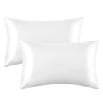 Bedsure Satin Pillowcase for Hair and Skin - Similar to Silk Pillowcase, Pillow Cases 2 Pack with Envelope Closure, Gifts for Women, Queen & Standard Size 50 x 75 cm, White