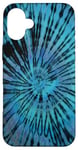 iPhone 16 Plus Cool Spiral Tie-dye Pattern Boho Blue Hippie Swirl Tie Dye Case