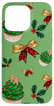 Coque pour iPhone 15 Pro Max Red White Green Christmas Muffin For Girls Gingerbread Man