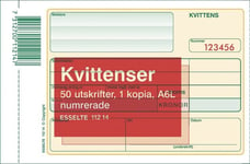 Blankett kvittens numrerad A6L 2x50 blad