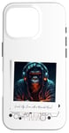 Coque pour iPhone 16 Pro DJ rave à capuche gorille avec casque gamer professionnel