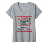 Womens Funny Christmas Holiday Quitting Bad Habits Design V-Neck T-Shirt